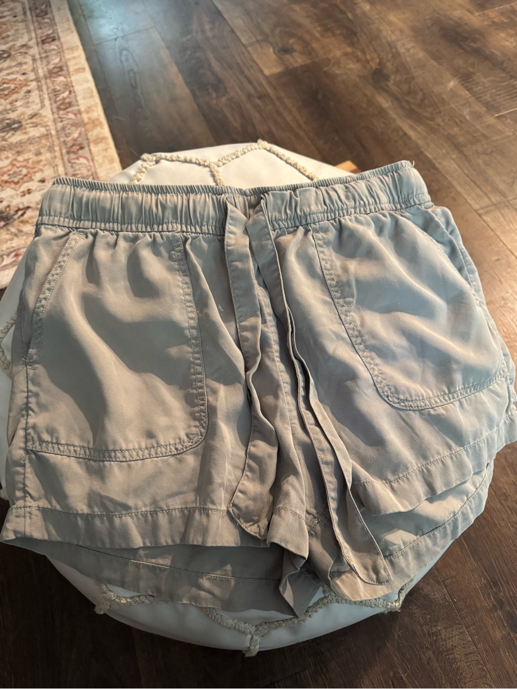 Women's Lightweight Elastic Waist Drawstring Shorts - Light Greenish/Beige